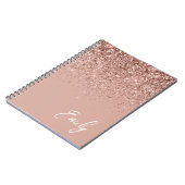 Girl Rose Gold Blush Pink Glitzer Monogram Notizblock (Linke Seite)