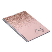 Girl Rose Gold Blush Pink Glitzer Monogram Notizblock (Rechte Seite)