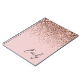 Girl Rose Gold Blush Pink Glitzer Monogram Notizblock (Linke Seite)