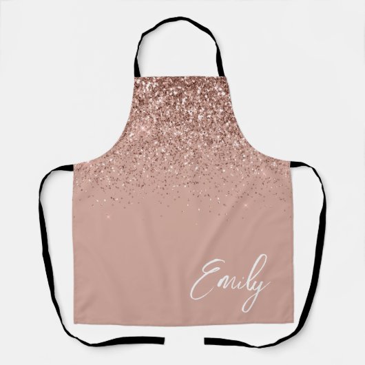 Girl Rose Gold Blush Pink Glitzer Monogram Schürze (Vorderseite)