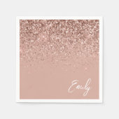 Girl Rose Gold Blush Pink Glitzer Monogram Serviette (Vorderseite)