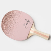 Girl Rose Gold Blush Pink Glitzer Monogram Tischtennis Schläger (Seitenansicht)