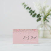 Girl Rose Gold Blush Pink Glitzer Visitenkarte (Stehend Vorderseite)