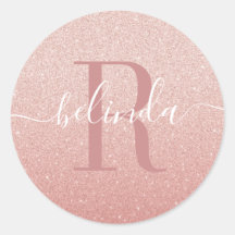 Girl Rose Gold Blush Pink Monogram Name