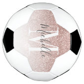 Girl Rose Gold Blush Rosa Glitzer Monogram Name Fußball (Gedreht)