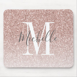 Girl Rose Gold Blush Rosa Glitzer Monogram Name Mousepad