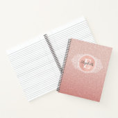 Girl Rose Gold Blush Rosa Glitzer Monogram Name Notizblock (Innenseite)
