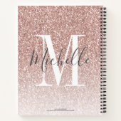 Girl Rose Gold Blush Rosa Glitzer Monogram Name Notizblock (Rückseite)