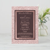 Girl Rose gold burgundy Glitzer Wedding Menu Menükarte (Stehend Vorderseite)