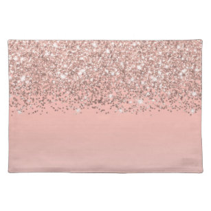 Girl Rose Gold Confetti Pink Gradient Ombre Stofftischset