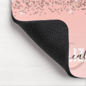 Girl Rose Gold Confetti Rosa Farbenmonogramm Mousepad (Ecke)