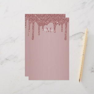 Girl Rose Gold Dripping Glitzer Monogram Briefpapier