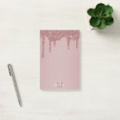 Girl Rose Gold Dripping Glitzer Monogram Post-it Klebezettel (Büro)