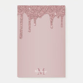 Girl Rose Gold Dripping Glitzer Monogram Post-it Klebezettel (Vorderseite)