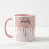 Girl Rose Gold Dripping Glitzer Monogram Tasse (Links)