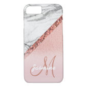 Girl Rose Gold Foil Glitzer Gray Marble Monogramm Case-Mate iPhone Hülle (Rückseite)