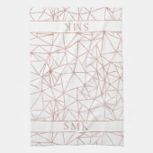 Girl Rose Gold Foil Polygon Geometric Monogram Geschirrtuch (Vertikal)
