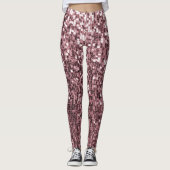 Girl Rose Gold Funkelnd Pink Glitzer Sequin Leggings (Vorderseite)