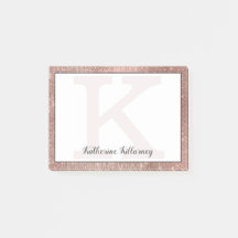 Girl Rose Gold Glam Diamond Sparkle Monogram Name
