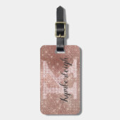 Girl Rose Gold Glam Diamond Sparkle Monogramm Name Gepäckanhänger (Vorderseite vertikal)