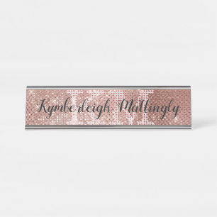 Girl Rose Gold Glam Diamond Sparkle Monogramm Name Schreibtischnamensplakette