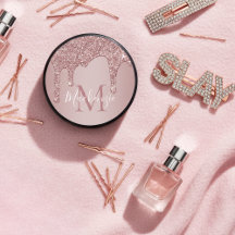 Girl Rose Gold Glam Dripping Glitzer Monogram