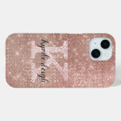 Girl Rose Gold Glam Glitzer Sparkle Monogram Name Case-Mate iPhone Hülle (Rückseite (Horizontal))