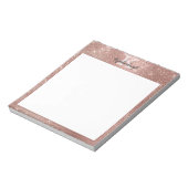 Girl Rose Gold Glam Glitzer Sparkle Monogram Name Notizblock (Rotiert)