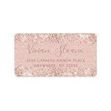 Girl Rose Gold Glitzer Address Label