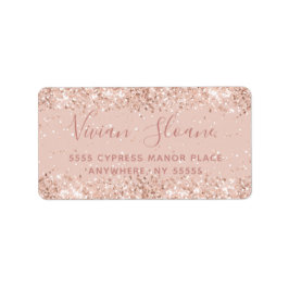 Girl Rose Gold Glitzer Address Label Adressaufkleber