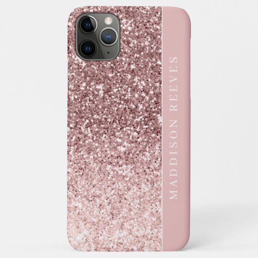 Girl Rose Gold Glitzer Blush Monogram Case-Mate iPhone Hülle (Rückseite)