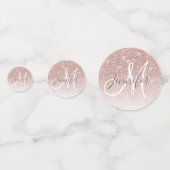 Girl Rose Gold Glitzer Blush Monogram Name Konfetti (Rückseiten)