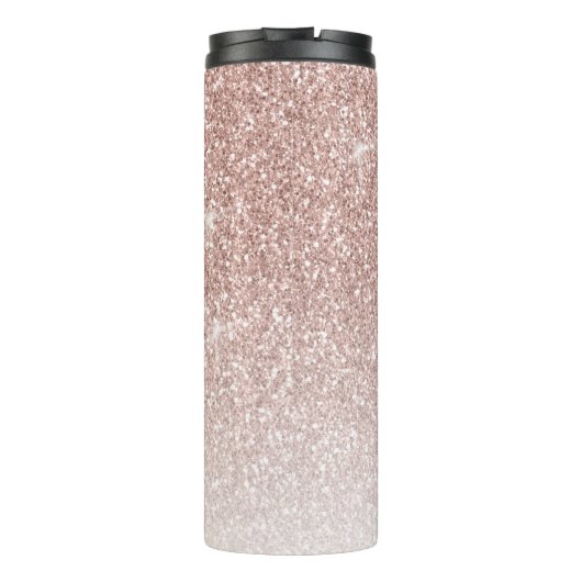 Girl Rose Gold Glitzer Blush Monogram Name Thermosbecher (Rückseite)