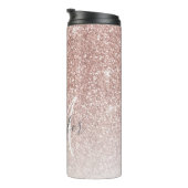 Girl Rose Gold Glitzer Blush Monogram Name Thermosbecher (Nach rechts gedreht)