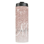 Girl Rose Gold Glitzer Blush Monogram Name Thermosbecher