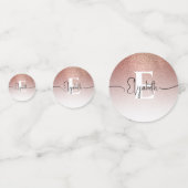 Girl Rose Gold Glitzer Blush Monogram Script Name Konfetti (Vorderseiten)