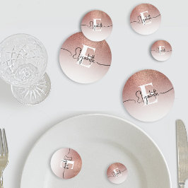 Girl Rose Gold Glitzer Blush Monogram Script Name Konfetti