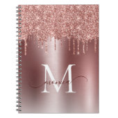 Girl Rose Gold Glitzer Blush Ombre Monogram Name Notizblock (Vorderseite)