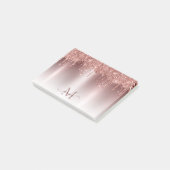 Girl Rose Gold Glitzer Blush Ombre Monogram Name Post-it Klebezettel (angewinkelt)