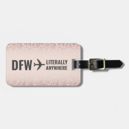 Girl Rose Gold Glitzer Custom Airport Code Funny Gepäckanhänger