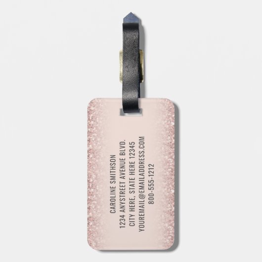 Girl Rose Gold Glitzer Custom Airport Code Funny Gepäckanhänger (Rückseite vertikal)