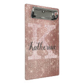 Girl Rose Gold Glitzer Glam Sparkle Monogramm Name Mini Klemmbrett (Schrägansicht)