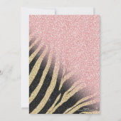 Girl Rose Gold Glitzer Glitzern Black Zebra Print Einladung (Rückseite)