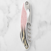 Girl Rose Gold Glitzer Glitzern Black Zebra Print Kellnermesser (Rückseite)