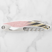 Girl Rose Gold Glitzer Glitzern Black Zebra Print Kellnermesser (Vorderseite)