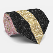 Girl Rose Gold Glitzer Glitzern Black Zebra Print Krawatte (Gerollt)