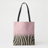 Girl Rose Gold Glitzer Glitzern Black Zebra Print Tasche (Vorderseite)