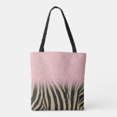 Girl Rose Gold Glitzer Glitzern Black Zebra Print Tasche (Rückseite)