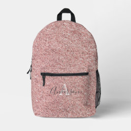 Girl Rose Gold Glitzer Glitzern Monogram Name Bedruckter Rucksack