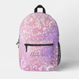 Girl Rose Gold Glitzer Glitzern Monogram Name Bedruckter Rucksack